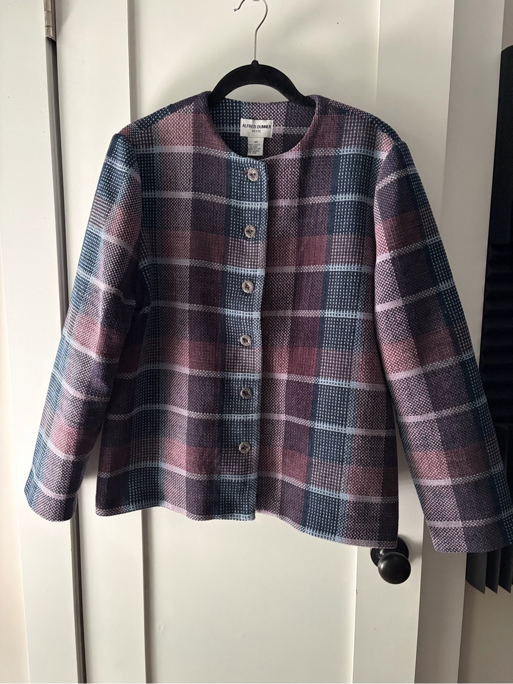 Alfred Dunner Plaid Button-Front Jacket - Blue & Pink
